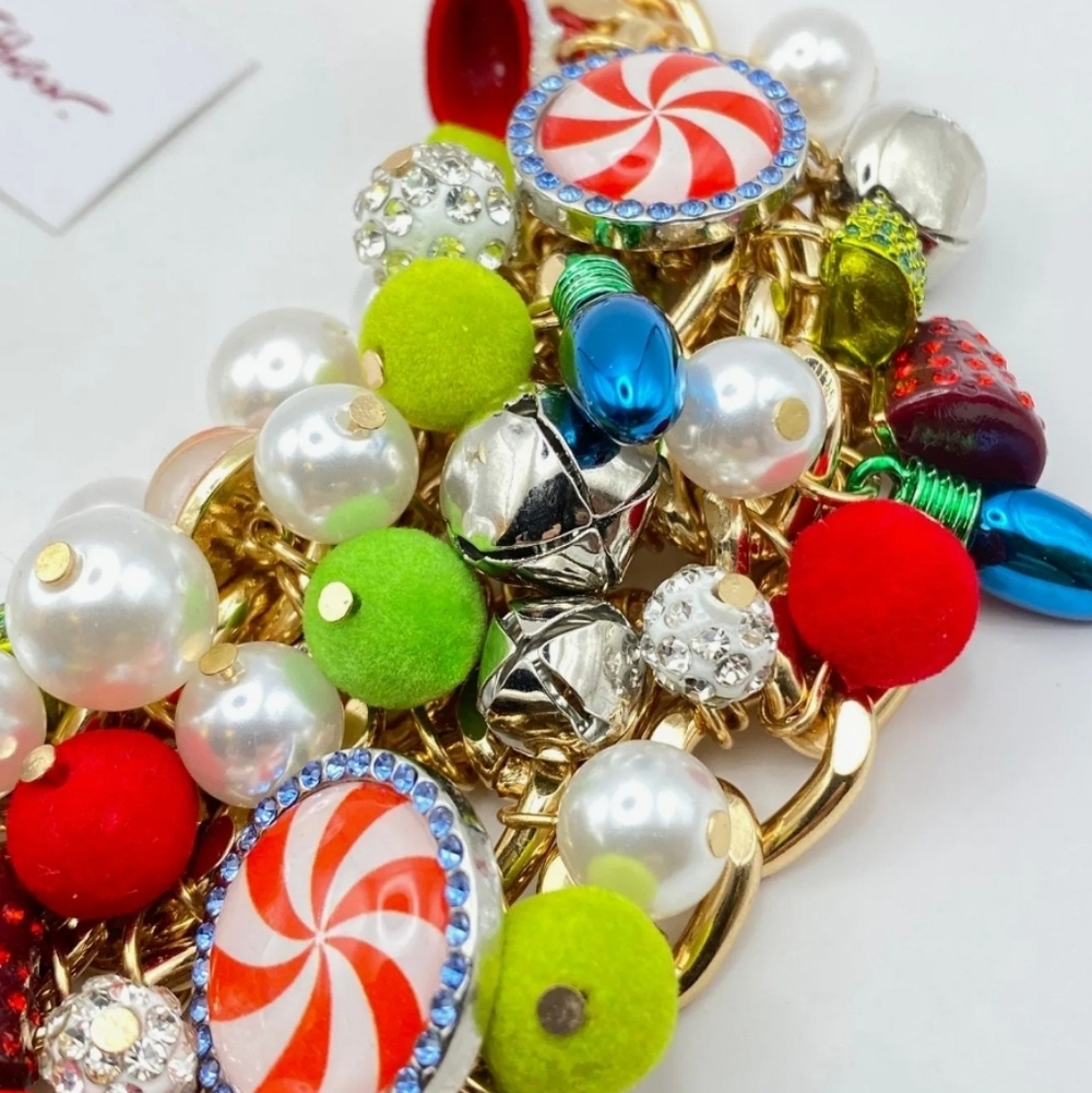 Betsey Johnson Peppermint Pearl Light Bulb Colorful Statement Necklace Ty HL - Picture 3 of 6